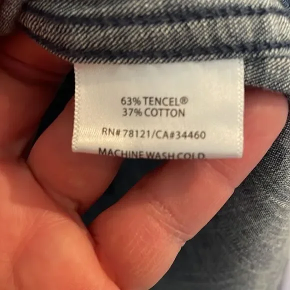 Eileen Fisher Denim Long Sleeve Button Down Shirt - Picture 5 of 8